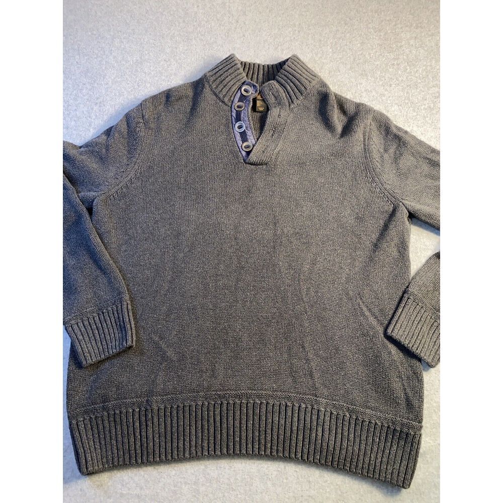 Redmond Clothing Outfitters Men's L Gray 1/4 Button Knit Sweater‎ Mock Neck